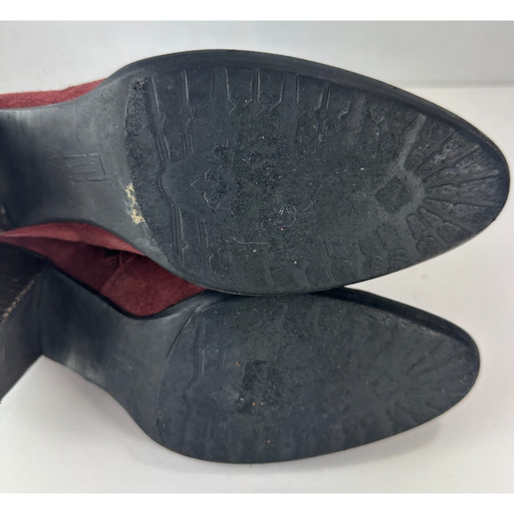 Sundance Suede Ankle Boots Size 39 US 8.5 - 9 Block Heel Burgundy Red Booties - Picture 12 of 16